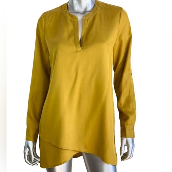 Soft Surroundings Tops - Soft Surroundings 100% Tencel Tunic in Mustard Yellow, Roll Tab Sleeves, NWOT.